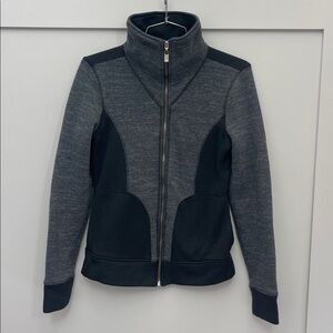 Prana Tobi Full Zip Sweater Knit Fleece Jacket Gray Colorblock size SMALL